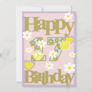 Happy 17th Birthday – Meisjes Kaart met bloemen