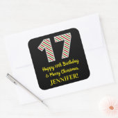 Happy 17th Birthday & Merry Kerstmis, aangepaste n Vierkante Sticker (Envelop)