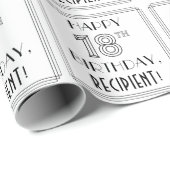 HAPPY 18th BIRTHDAY; Art Deco Style; aangepaste na Cadeaupapier (Rol Hoek)