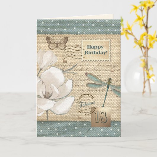 Happy 18th Birthday Art Kaart (Gele Bloem)