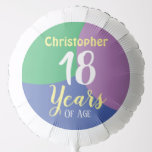 Happy 18th Birthday Balloon Ballon<br><div class="desc">Vier een 18e verjaardag met een gepersonaliseerde ballon met de naam van de ontvanger en het aantal jaren. Ballon voor een 18-jarige.</div>
