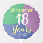 Happy 18th Birthday Balloon Ballon<br><div class="desc">Viel een verjaardag met een gepersonaliseerde ballon die de naam van de ontvanger,  en aantal jaren toont. Ballon voor een 18-jarige.</div>