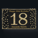 Happy 18th Birthday Banner Black en Gold Glitter<br><div class="desc">Fijne 18de verjaardag Banner Black en Gold Glitter Confetti. Afdrukbaar digitaal. Klik voor verdere aanpassingen op de knop "Aanpassen" en gebruik onze ontwerptool om deze sjabloon te wijzigen.</div>