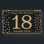 Happy 18th Birthday Banner Black en Gold Glitter<br><div class="desc">Fijne 18de verjaardag Banner Black en Gold Glitter Confetti. Afdrukbaar digitaal. Klik voor verdere aanpassingen op de knop "Aanpassen" en gebruik onze ontwerptool om deze sjabloon te wijzigen.</div>