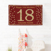 Happy 18th Birthday Banner Burgundy Red Gold (Insitu)