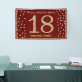 Happy 18th Birthday Banner Burgundy Red Gold (Beurs)