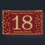 Happy 18th Birthday Banner Burgundy Red Gold<br><div class="desc">Fijne 18de verjaardag Banner Burgundy Red en Gold Glitter Confetti. Afdrukbaar digitaal. Voor verdere aanpassing,  te klikken gelieve de knoop "van de Aanpassing het"en ons ontwerphulpmiddel te gebruiken om deze sjabloon te wijzigen.</div>