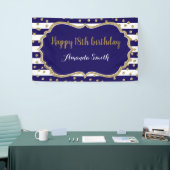 Happy 18th Birthday Banner.Navy Blue Glitter Spandoek (Beurs)
