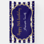 Happy 18th Birthday Banner.Navy Blue Glitter Spandoek (Verticaal)