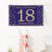 Happy 18th Birthday Banner Navy Blue Gold Glitter (Insitu)