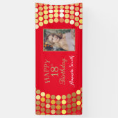Happy 18th Birthday Banner Red and Gold Photo (Verticaal)