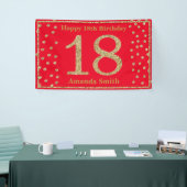 Happy 18th Birthday Banner Red en Gold Glitter (Beurs)