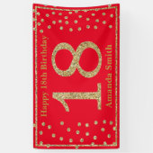 Happy 18th Birthday Banner Red en Gold Glitter (Verticaal)