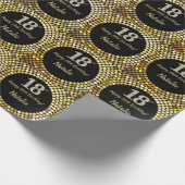 Happy 18th Birthday Black en Gold Glitter Cadeaupapier (Hoek)