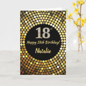 Happy 18th Birthday Black en Gold Glitter Card Kaart (Gele Bloem)