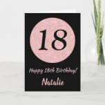 Happy 18th Birthday Black en Roos Pink Gold Kaart<br><div class="desc">Fijne 18e verjaardag zwarte en Roos roze Gold Glitter-kaart met persoonlijke naam. Voor verdere aanpassing,  te klikken gelieve de knoop "van de Aanpassing het"en ons ontwerphulpmiddel te gebruiken om deze sjabloon te wijzigen.</div>