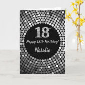 Happy 18th Birthday Black en Silver Glitter Card Kaart (Gele Bloem)