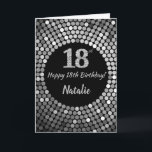 Happy 18th Birthday Black en Silver Glitter Card Kaart<br><div class="desc">Happy 18th Birthday Black en Silver Glitter Card met persoonlijke naam. Voor verdere aanpassing,  te klikken gelieve de knoop "van de Aanpassing het"en ons ontwerphulpmiddel te gebruiken om deze sjabloon te wijzigen.</div>