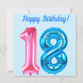 Happy 18th Birthday Blue Kaart (Voorkant)