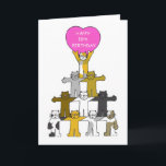 Happy 18th Birthday Cartoon Cats Kaart<br><div class="desc">Een team van cartoon katten die op elkaars schouders staan met de bovenste kat die een roze hart omhoog houdt dat er 'Happy 18th Birthday' op staat.</div>
