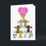 Happy 18th Birthday Cartoon Kaart<br><div class="desc">Een team van cartoons die op elkaars schouders staan met de topkat die een roze hart omhoog houdt waarop 'Happy 18th Birthday' staat geschreven.</div>