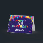 Happy 18th Birthday Colorful Balloons Navy Blue Kaart<br><div class="desc">Fijne 18de verjaardag Colorful Balloons Confetti Navy Blue Card met persoonlijke naam. Voor verdere aanpassing,  te klikken gelieve de knoop "van de Aanpassing het"en ons ontwerphulpmiddel te gebruiken om deze sjabloon te wijzigen.</div>