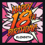 HAPPY 18th BIRTHDAY Comic Book Pop Art roze Poster<br><div class="desc">Geef de naam een persoonlijk tintje en zeg HAPPY 18th BIRTHDAY de pop kunst way en zet de wham, bang, zap in het feest van de grote dag. Een leuk, cool en trendy retro-stripboek pop-geïnspireerd verjaardagsbord dat de grillen, zap, pow in je speciale viering zet. Ontworpen door: ComicBookPop© op www.zazzle.com/comicbookpop...</div>