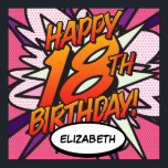 HAPPY 18th BIRTHDAY Comic Book Pop Art roze Poster<br><div class="desc">Geef de naam een persoonlijk tintje en zeg HAPPY 18th BIRTHDAY de pop kunst way en zet de wham, bang, zap in het feest van de grote dag. Een leuk, cool en trendy retro-stripboek pop-geïnspireerd verjaardagsbord dat de grillen, zap, pow in je speciale viering zet. Ontworpen door: ComicBookPop© op www.zazzle.com/comicbookpop...</div>