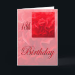 Happy 18th Birthday Dianthus Red Flower Kaart<br><div class="desc">afbeelding van een rode dianthus bloem op een achtergrond van een kruising van dezelfde bloem met een 18e verjaardag van martinspixs. In het binnenvers (dat je kunt veranderen) staat: "Een mooie dag voor een gelukkige dag".</div>