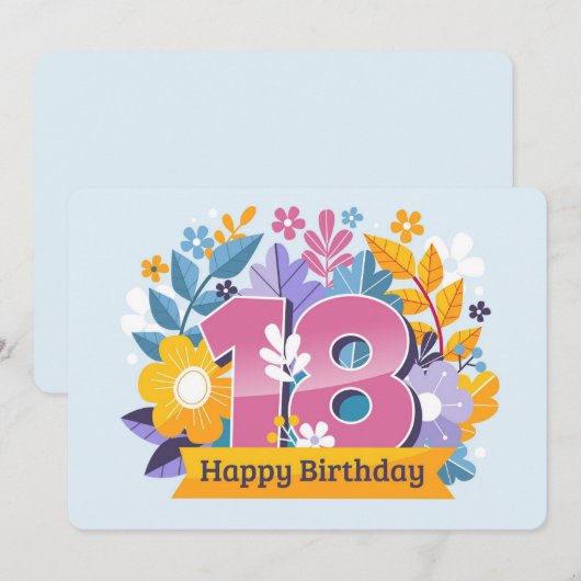 Happy 18th Birthday Feestdagenkaart (Voorkant / Achterkant)