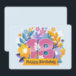 Happy 18th Birthday Feestdagenkaart<br><div class="desc">Fijne 18de verjaardag Verspreid vreugde,  deel vrolijkheid,  vrolijk alles en een gelukkig altijd! Vakantiekaarten die zijn ontworpen om het hele jaar op te ruimen.</div>