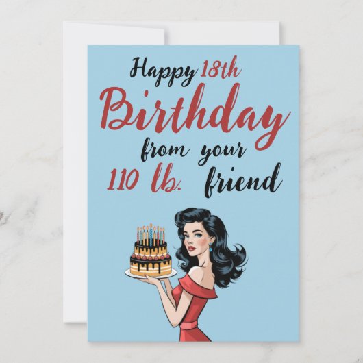 Happy 18th Birthday from Your 110 lb Friend Funny Kaart (Voorkant)
