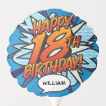 HAPPY 18th BIRTHDAY Fun Retro Comic Book Ballon<br><div class="desc">Een leuke,  coole en trendy retro-stripboek pop-geïnspireerde 18e verjaardagsbelang dat de wham,  zap,  pow in een herdenkingsevenement van een superheld zet. Ontworpen door: ComicBookPop© op www.zazzle.com/comicbookpop*</div>