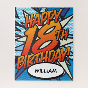 HAPPY 18th BIRTHDAY Fun Retro Comic Book Legpuzzel