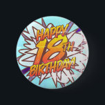HAPPY 18th BIRTHDAY Fun Retro Comic Book Ronde Button 5,7 Cm<br><div class="desc">Zeg HAPPY 18th BIRTHDAY de pop kunst manier en zet de wham,  bang,  zap in het feest van de grote dag. Een leuke,  coole en trendy retro-stripboek pop-geïnspireerde verjaardagskeepaardje dat de grillige,  zap,  pow in elke herdenkingsgebeurtenis van een superheld zet. Ontworpen door: ComicBookPop© op www.zazzle.com/comicbookpop*</div>