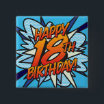 HAPPY 18th BIRTHDAY Fun Retro Comic Book Vierkante Button 5,1 Cm<br><div class="desc">Zeg HAPPY 18th BIRTHDAY de pop kunst manier en zet de wham,  bang,  zap in het feest van de grote dag. Een leuke,  coole en trendy retro-stripboek pop-geïnspireerde verjaardagskeepaardje dat de grillige,  zap,  pow in elke herdenkingsgebeurtenis van een superheld zet. Ontworpen door: ComicBookPop© op www.zazzle.com/comicbookpop*</div>