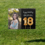 Happy 18th Birthday Gold Confetti Outdoor Yard Tuinbord<br><div class="desc">Happy 12th Birthday Gold Confetti Outdoor Yard Sign</div>