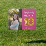 Happy 18th Birthday Gold Confetti Outdoor Yard Tuinbord<br><div class="desc">Happy 12th Birthday Gold Confetti Outdoor Yard Sign</div>