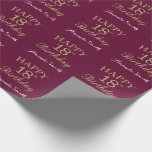 Happy 18th Birthday Gold Glitter en Burgundy Red Cadeaupapier<br><div class="desc">Fijne 18de verjaardag Gold Glitter en Burgundy Red Wrapping Paper met persoonlijke naam. Voor verdere aanpassing,  te klikken gelieve de knoop "van de Aanpassing het"en ons ontwerphulpmiddel te gebruiken om deze sjabloon te wijzigen.</div>