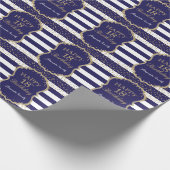 Happy 18th Birthday Gold Glitter en Navy Blue Cadeaupapier (Hoek)