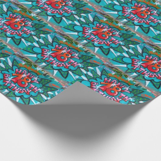 Happy 18th Birthday Graffiti Cadeaupapier (Hoek)