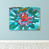 Happy 18th Birthday Graffiti Canvas Afdruk (Insitu (Houten vloer))
