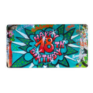 Happy 18th Birthday Graffiti Etiket