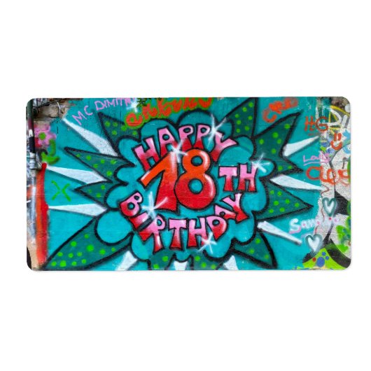 Happy 18th Birthday Graffiti Etiket (Voorkant)