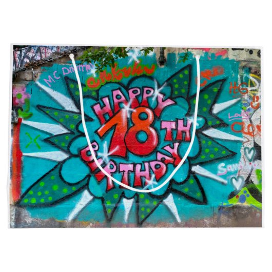 Happy 18th Birthday Graffiti Groot Cadeauzakje (Achterkant)