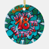 Happy 18th Birthday Graffiti Keramisch Ornament (Voorkant)