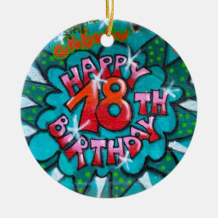 Happy 18th Birthday Graffiti Keramisch Ornament