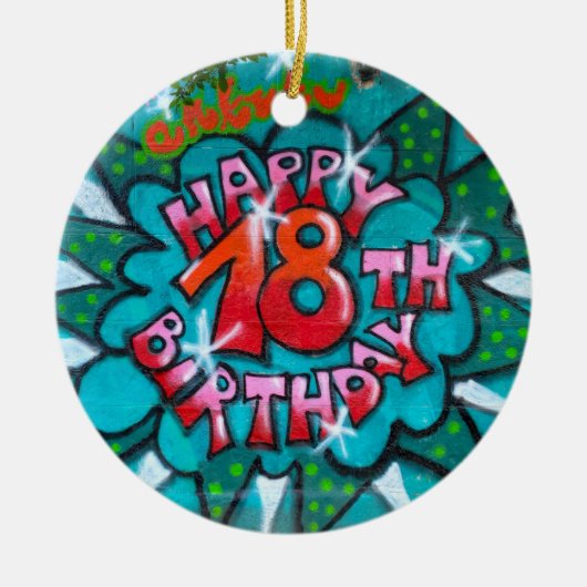 Happy 18th Birthday Graffiti Keramisch Ornament (Voorkant)