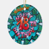 Happy 18th Birthday Graffiti Keramisch Ornament (Links)