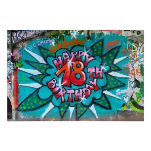 Happy 18th Birthday Graffiti Perfect Poster (Voorkant)